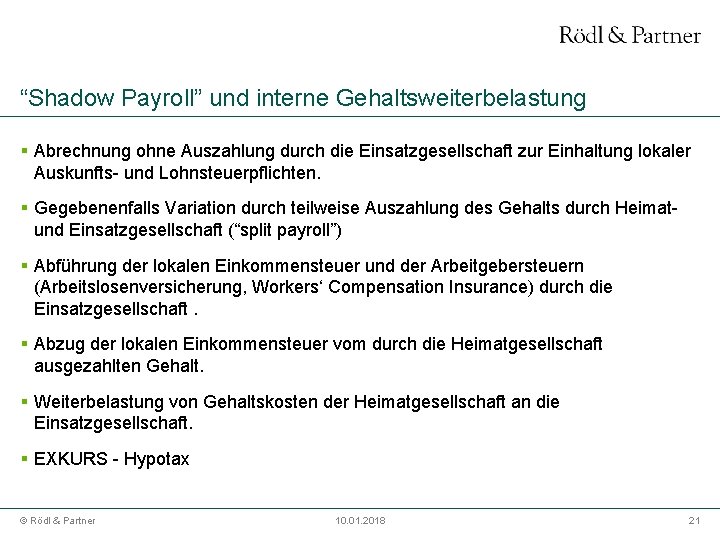 “Shadow Payroll” und interne Gehaltsweiterbelastung § Abrechnung ohne Auszahlung durch die Einsatzgesellschaft zur Einhaltung