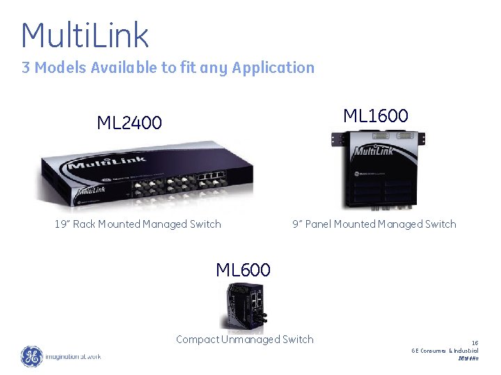 Multi. Link 3 Models Available to fit any Application ML 1600 ML 2400 19”