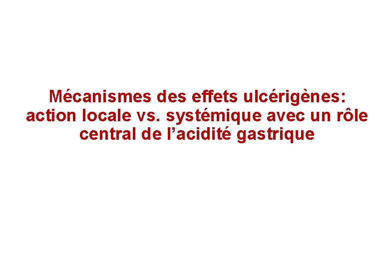 Mécanismes des effets ulcérigènes: action locale vs. systémique avec un rôle central de l’acidité