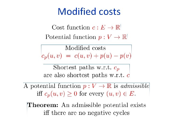  Modified costs 