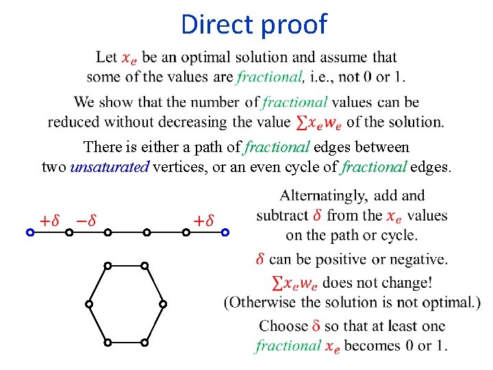  Direct proof There is either a path of fractional edges between two unsaturated