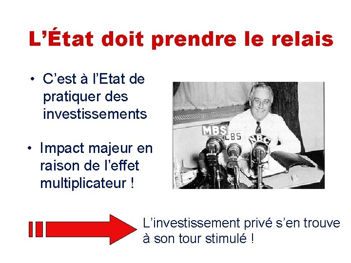 L’État doit prendre le relais • C’est à l’Etat de pratiquer des investissements •