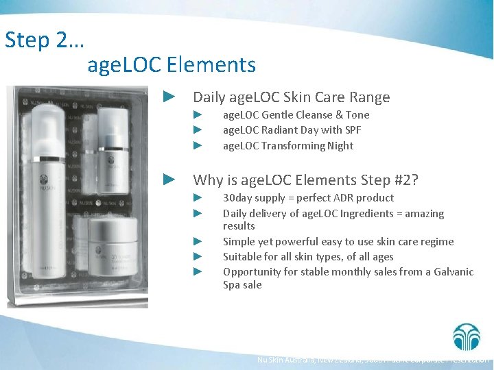 Step 2… age. LOC Elements ► Daily age. LOC Skin Care Range ► ►