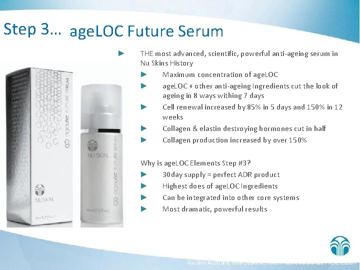 Step 3… age. LOC Future Serum ► THE most advanced, scientific, powerful anti-ageing serum