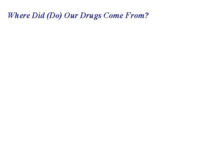 Where Did (Do) Our Drugs Come From? 