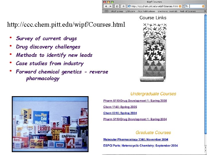 http: //ccc. chem. pitt. edu/wipf/Courses. html • • • Survey of current drugs Drug