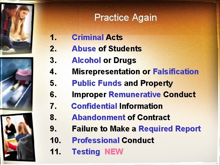 Practice Again 1. 2. 3. 4. 5. 6. 7. 8. 9. 10. 11. Criminal