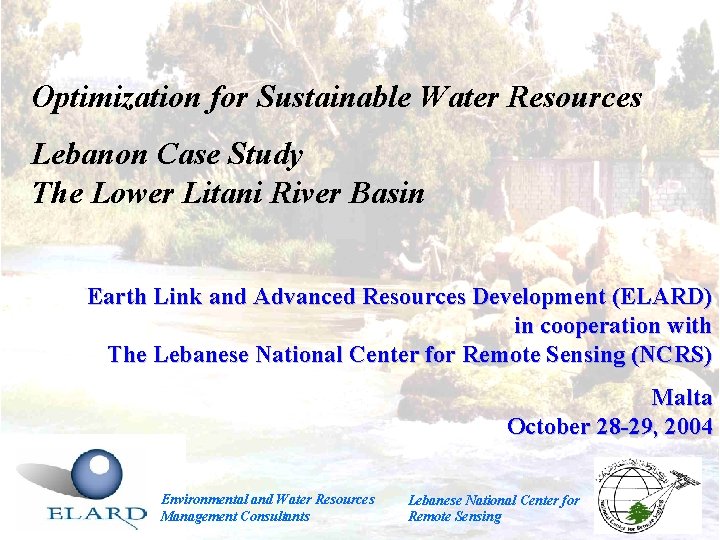 Optimization for Sustainable Water Resources Lebanon Case Study The Lower Litani River Basin Earth