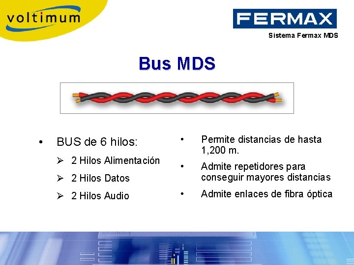 Sistema Fermax MDS Bus MDS • BUS de 6 hilos: Ø 2 Hilos Alimentación