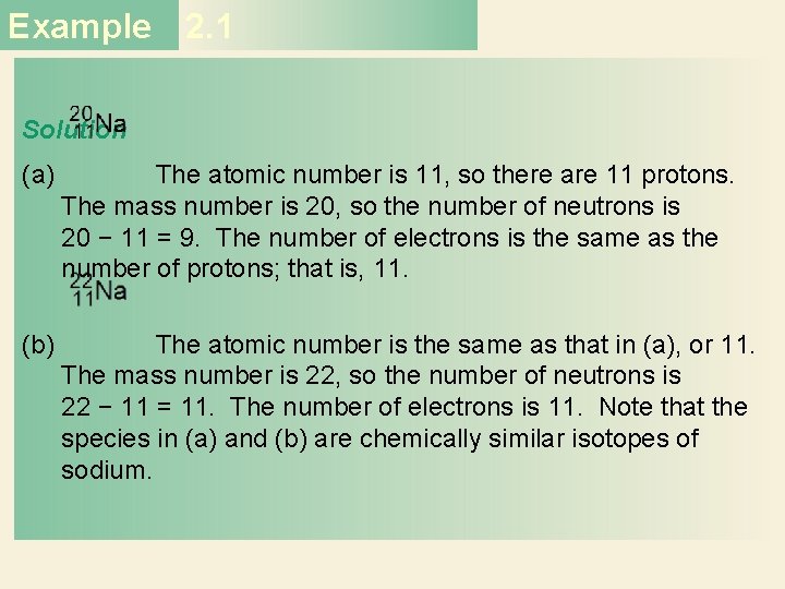 Example 2. 1 Solution (a) The atomic number is 11, so there are 11