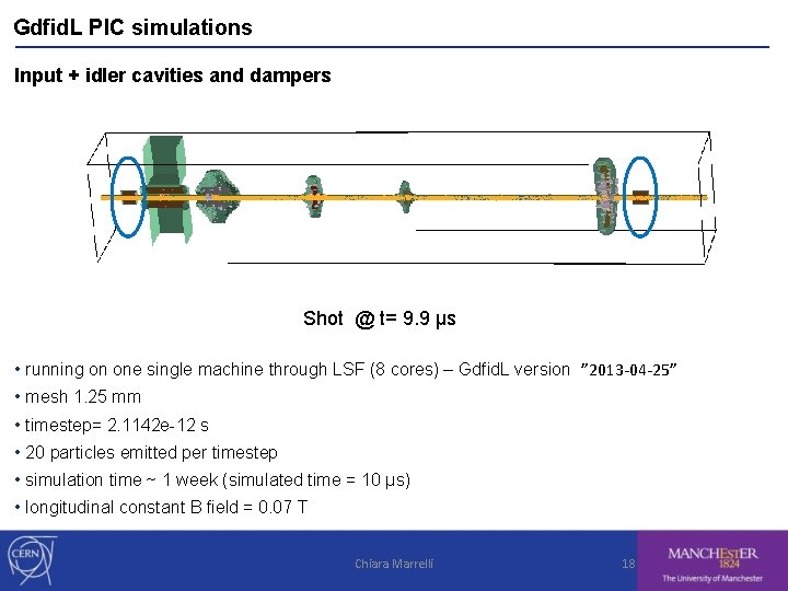 Gdfid. L PIC simulations Input + idler cavities and dampers Shot @ t= 9.