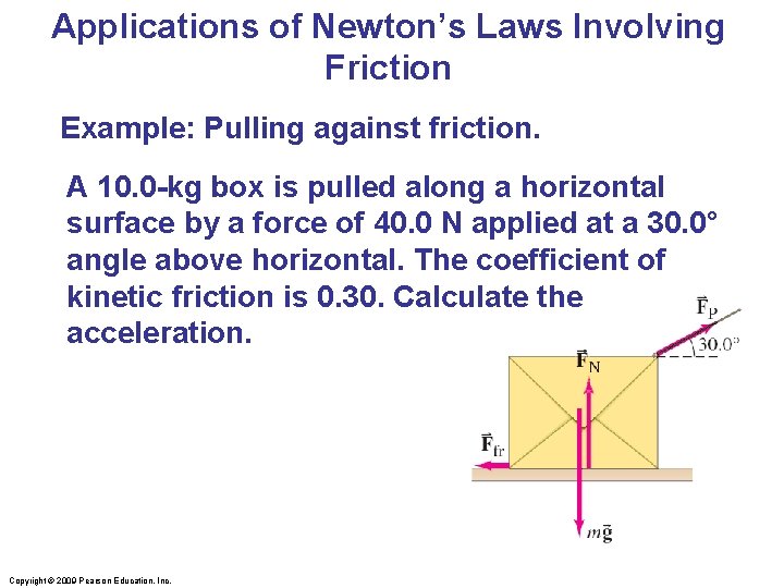 Applications of Newton’s Laws Involving Friction Example: Pulling against friction. A 10. 0 -kg Applications of Newton’s Laws Involving Friction Example: Pulling against friction. A 10. 0 -kg