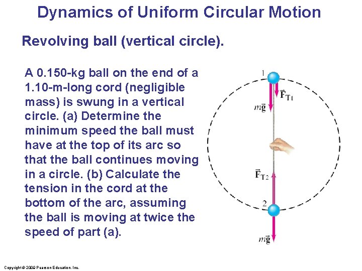Dynamics of Uniform Circular Motion Revolving ball (vertical circle). A 0. 150 -kg ball Dynamics of Uniform Circular Motion Revolving ball (vertical circle). A 0. 150 -kg ball
