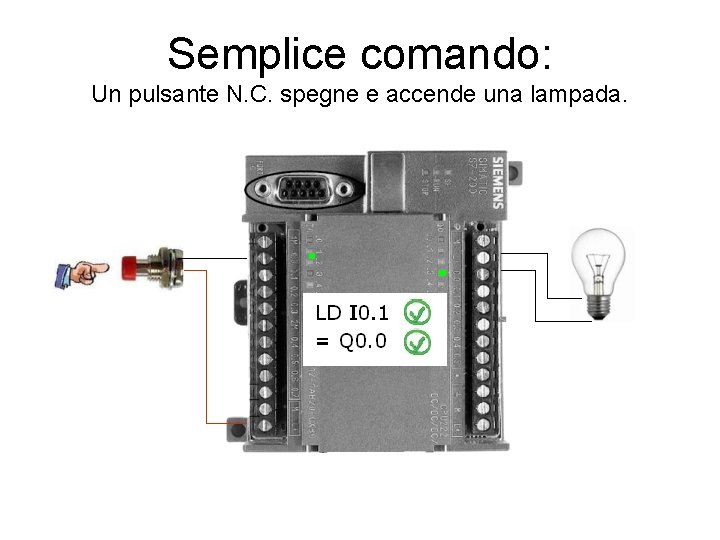 Semplice comando: Un pulsante N. C. spegne e accende una lampada. 