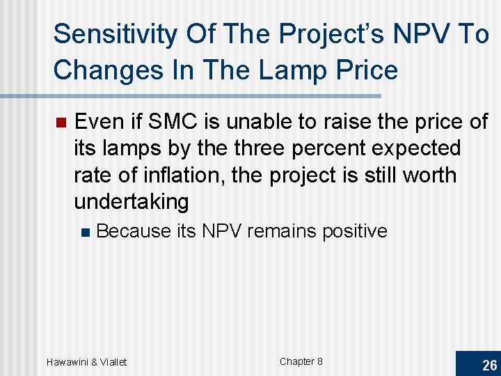 Sensitivity Of The Project’s NPV To Changes In The Lamp Price n Even if