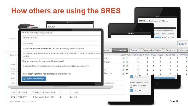 How others are using the SRES The University of Sydney Page 17 How others are using the SRES The University of Sydney Page 17