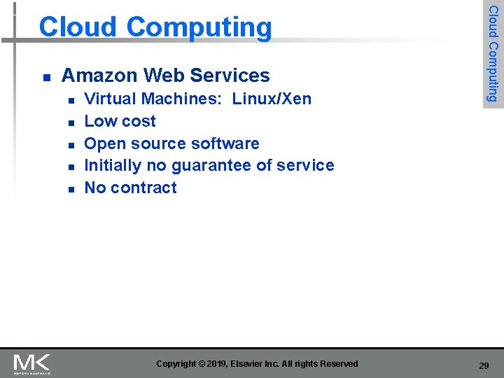 n Amazon Web Services n n n Virtual Machines: Linux/Xen Low cost Open source