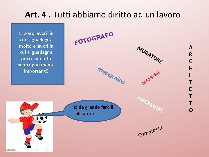 Art. 4. Tutti abbiamo diritto ad un lavoro Ci sono lavori in cui si