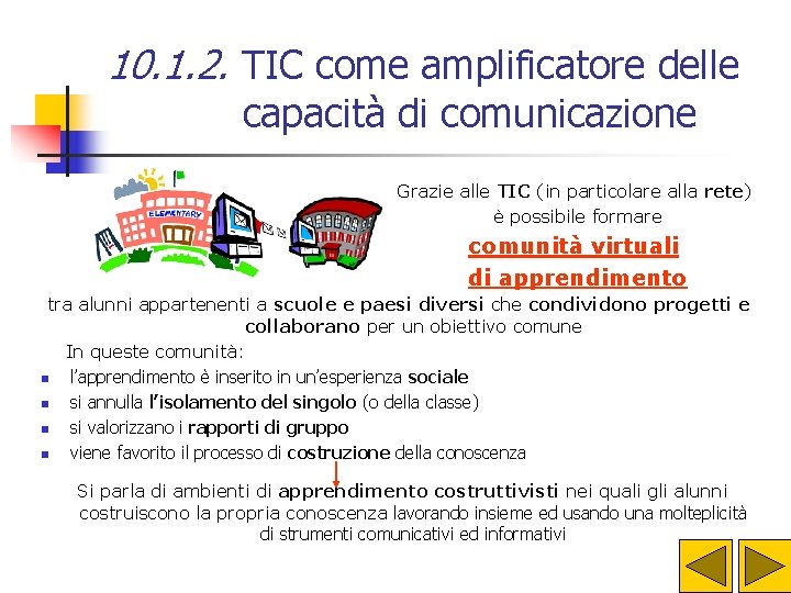 10. 1. 2. TIC come amplificatore delle capacità di comunicazione Grazie alle TIC (in