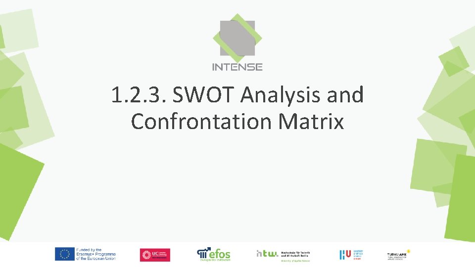 1. 2. 3. SWOT Analysis and Confrontation Matrix 