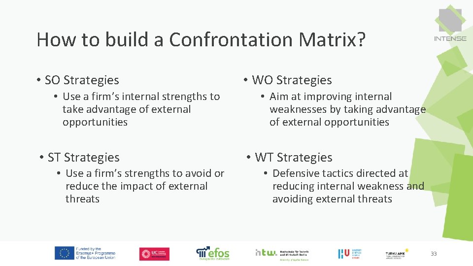 How to build a Confrontation Matrix? • SO Strategies • Use a firm’s internal