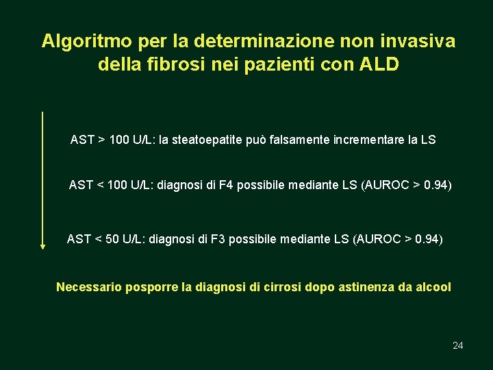 Algoritmo per la determinazione non invasiva della fibrosi nei pazienti con ALD AST >