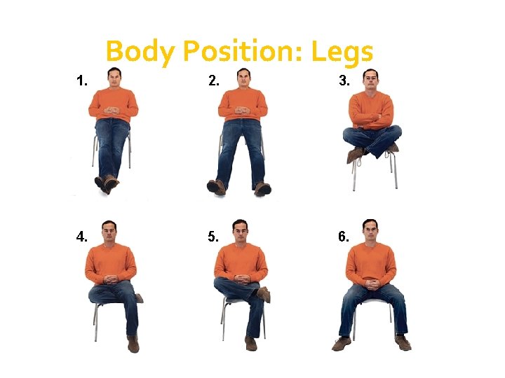 Body Position: Legs 1. 2. 3. 4. 5. 6. 