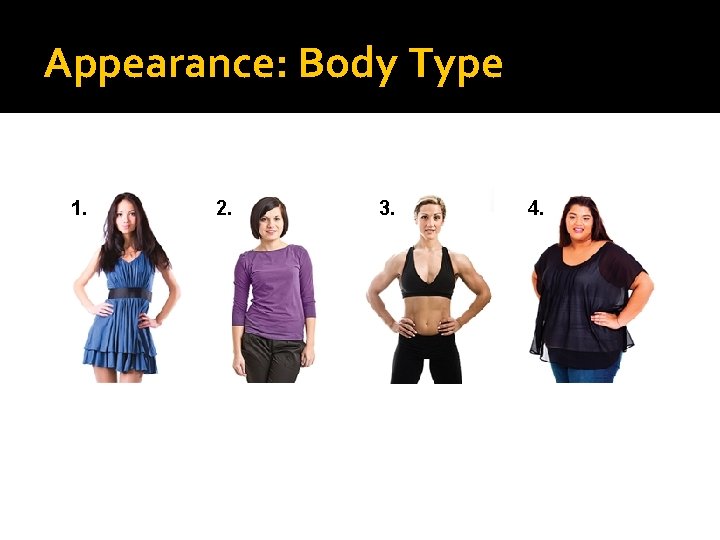 Appearance: Body Type 1. 2. 3. 4. 