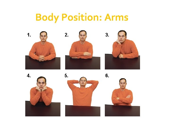 Body Position: Arms 1. 2. 3. 4. 5. 6. 