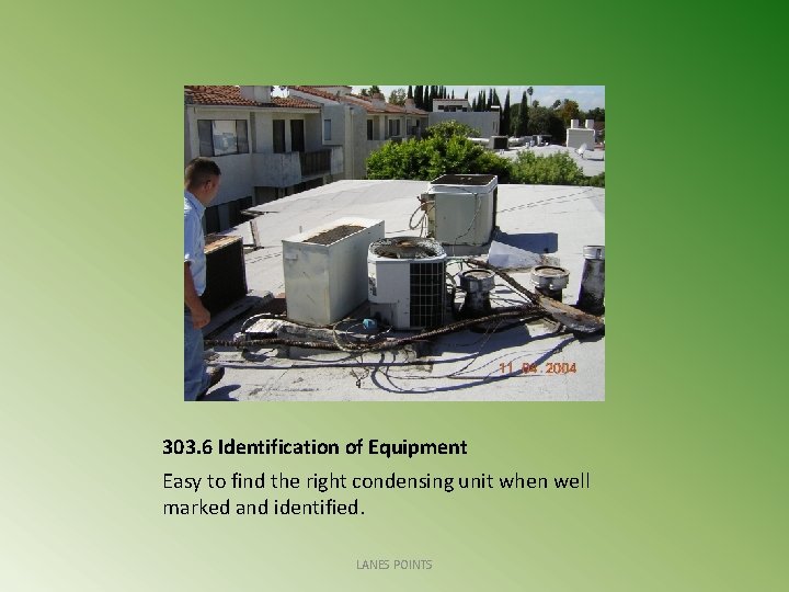 303. 6 Identification of Equipment Easy to find the right condensing unit when well