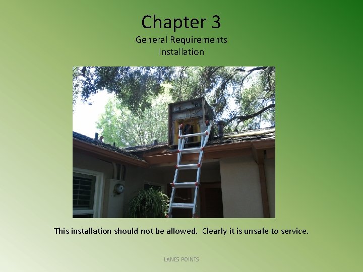 Chapter 3 General Requirements Installation This installation should not be allowed. Clearly it is