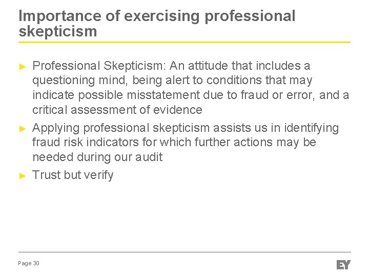 Importance of exercising professional skepticism ► ► ► Professional Skepticism: An attitude that includes Importance of exercising professional skepticism ► ► ► Professional Skepticism: An attitude that includes