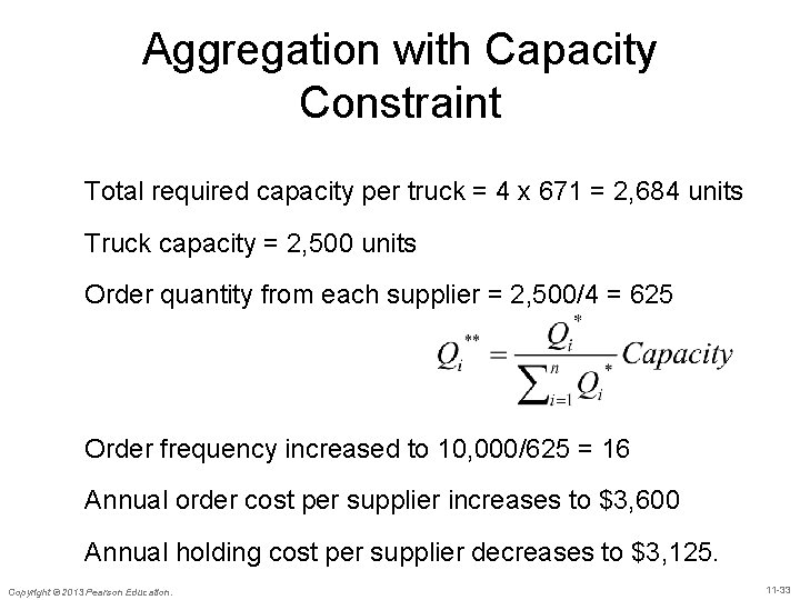 Aggregation with Capacity Constraint Total required capacity per truck = 4 x 671 =