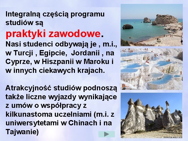 Integralną częścią programu studiów są praktyki zawodowe. Nasi studenci odbywają je , m. i.