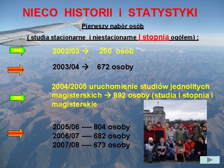 NIECO HISTORII i STATYSTYKI Pierwszy nabór osób ( studia stacjonarne i niestacjonarne I 2002/03