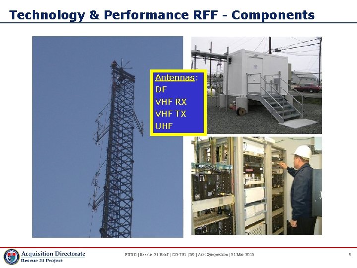 Technology & Performance RFF - Components Antennas: DF VHF RX VHF TX UHF FOUO