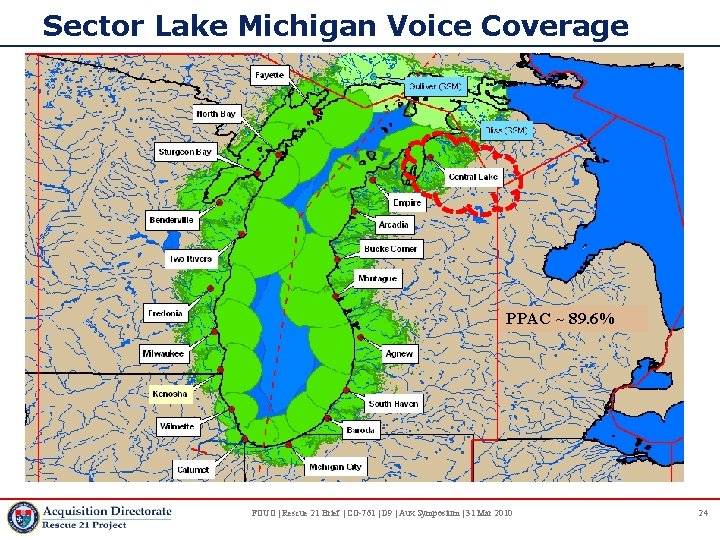 Sector Lake Michigan Voice Coverage PPAC ~ 89. 6% FOUO | Rescue 21 Brief