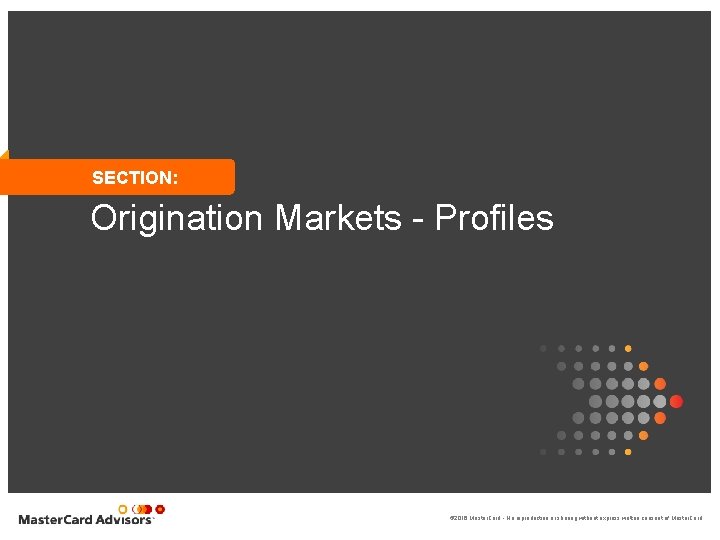 SECTION: Origination Markets - Profiles © 2016 Master. Card - No reproduction or sharing