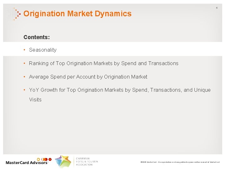 6 Origination Market Dynamics Contents: • Seasonality • Ranking of Top Origination Markets by