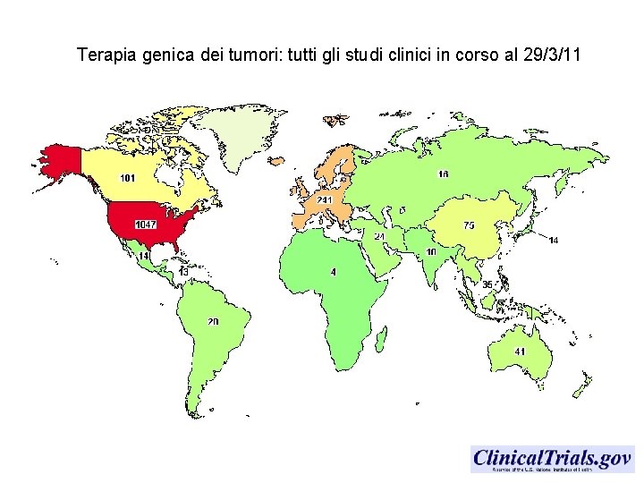 Terapia genica dei tumori: tutti gli studi clinici in corso al 29/3/11 