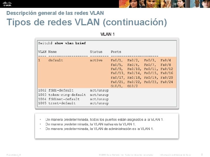 Descripción general de las redes VLAN Tipos de redes VLAN (continuación) Presentation_ID © 2008