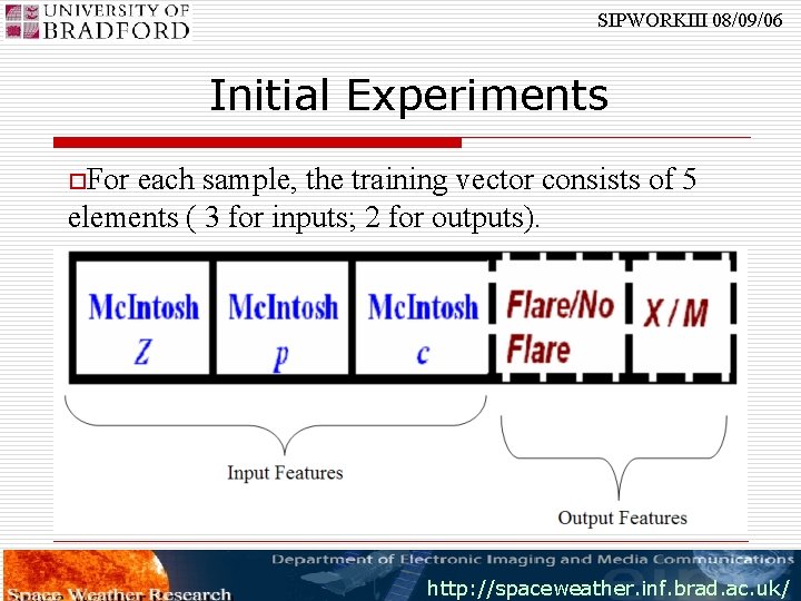 SIPWORKIII 08/09/06 Initial Experiments o. For each sample, the training vector consists of 5