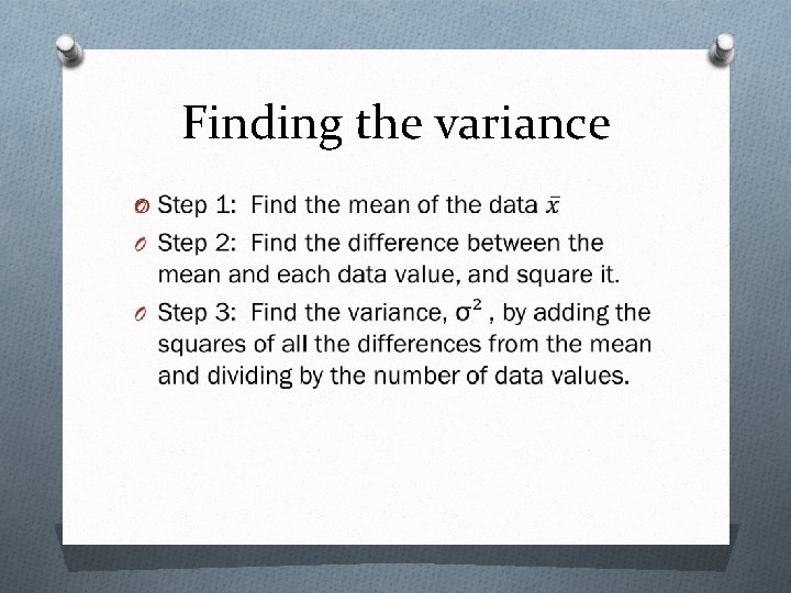 Finding the variance O 