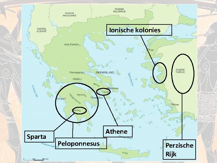 Ionische kolonies Sparta Athene Peloponnesus Perzische Rijk 