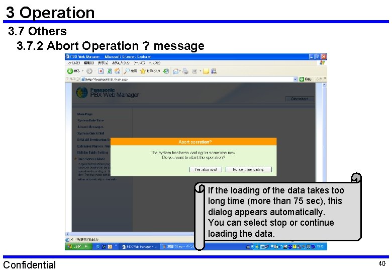 3 Operation 3. 7 Others 3. 7. 2 Abort Operation ? message If the 3 Operation 3. 7 Others 3. 7. 2 Abort Operation ? message If the