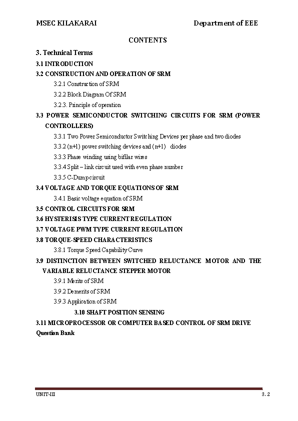 MSEC KILAKARAI Department of EEE CONTENTS 3. Technical Terms 3. 1 INTRODUCTION 3. 2