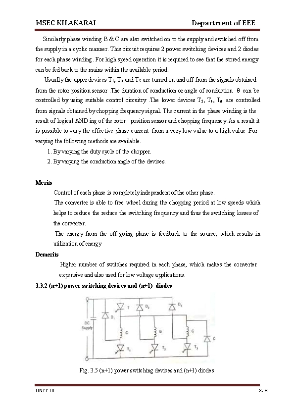 MSEC KILAKARAI Department of EEE Similarly phase winding B & C are also switched