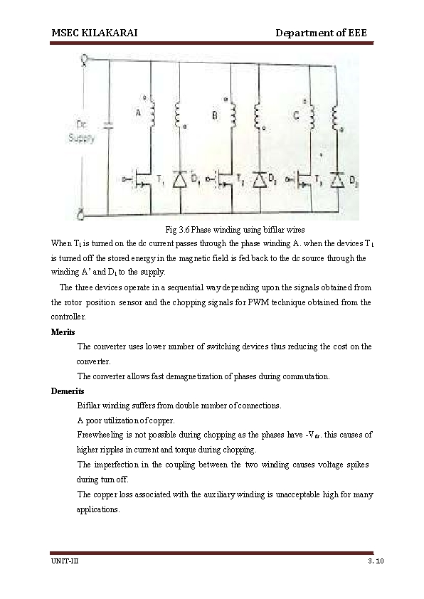 MSEC KILAKARAI Department of EEE Fig 3. 6 Phase winding using bifilar wires When