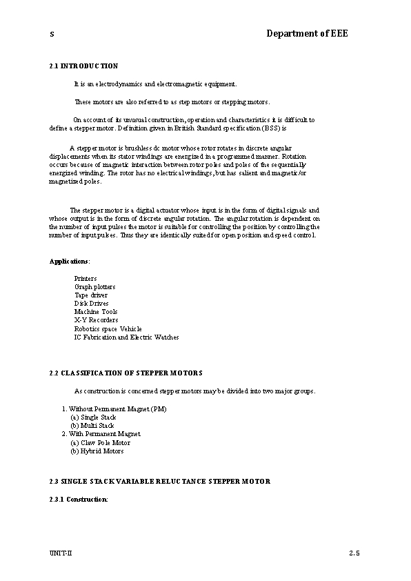 Department of EEE s 2. 1 INTRODUCTION It is an electrodynamics and electromagnetic equipment.