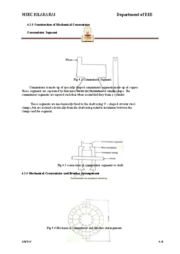 MSEC KILAKARAI Department of EEE 4. 2. 5 Construction of Mechanical Commutator Segment Fig